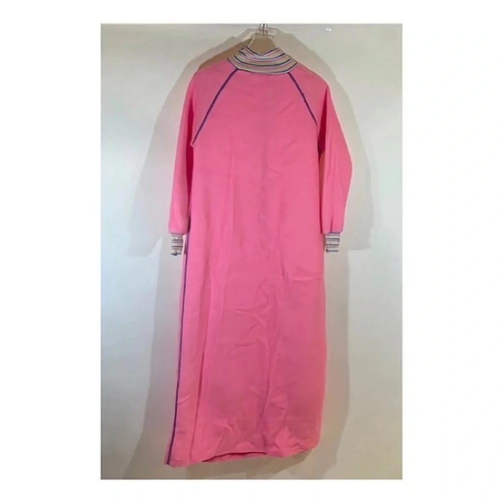 Obion Vintage Pink Fleece Long Robe - Picture 2 of 8